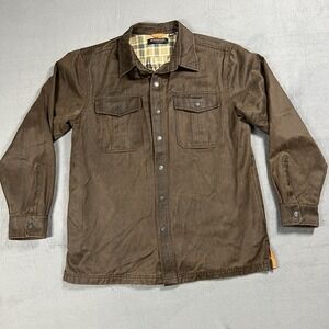 Ridgecut Toughwear Jacket Mens M Brown Flannel Lined Faux Leather Snap Button Up